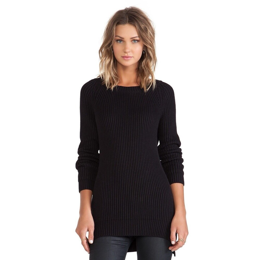 Sen Womens Zipper Front Sweater Black, Size 2/M